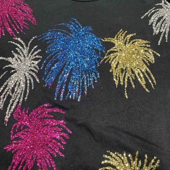 tee dees vintage black fireworks print metallic long sleeve sweater Large - Picture 3 of 5